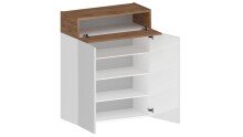 Schuhkommode >Portici< in Weiß Hg. / Wotan Eiche - 76x100x35cm (BxHxT)