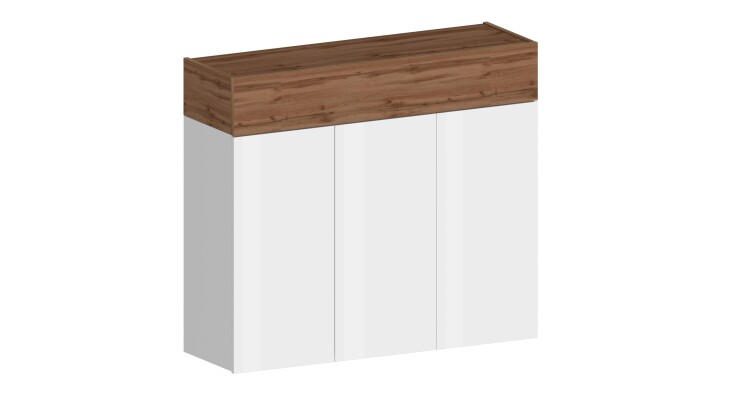 Schuhkommode >Portici< in Weiß Hg. / Wotan Eiche - 114x100x35 (BxHxT)