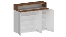 Schuhkommode >Portici< in Weiß Hg. / Wotan Eiche - 114x100x35 (BxHxT)