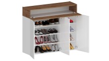 Schuhkommode >Portici< in Weiß Hg. / Wotan Eiche - 114x100x35 (BxHxT)