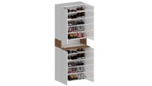 Schuhschrank >Portici< in Weiß Hg. / Wotan Eiche - 76x200x35cm (BxHxT)
