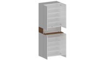 Schuhschrank >Portici< in Weiß Hg. / Wotan Eiche - 76x200x35cm (BxHxT)