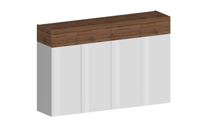 Schuhkommode >Portici< in Weiß Hg. / Wotan Eiche - 152x100x35 (BxHxT)