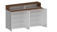 Schuhkommode >Portici< in Weiß Hg. / Wotan Eiche - 152x100x35 (BxHxT)