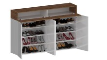 Schuhkommode >Portici< in Weiß Hg. / Wotan Eiche - 152x100x35 (BxHxT)