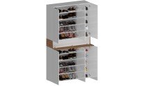 Schuhschrank >Portici< in Weiß Hg. / Wotan Eiche - 114x200x35 (BxHxT)