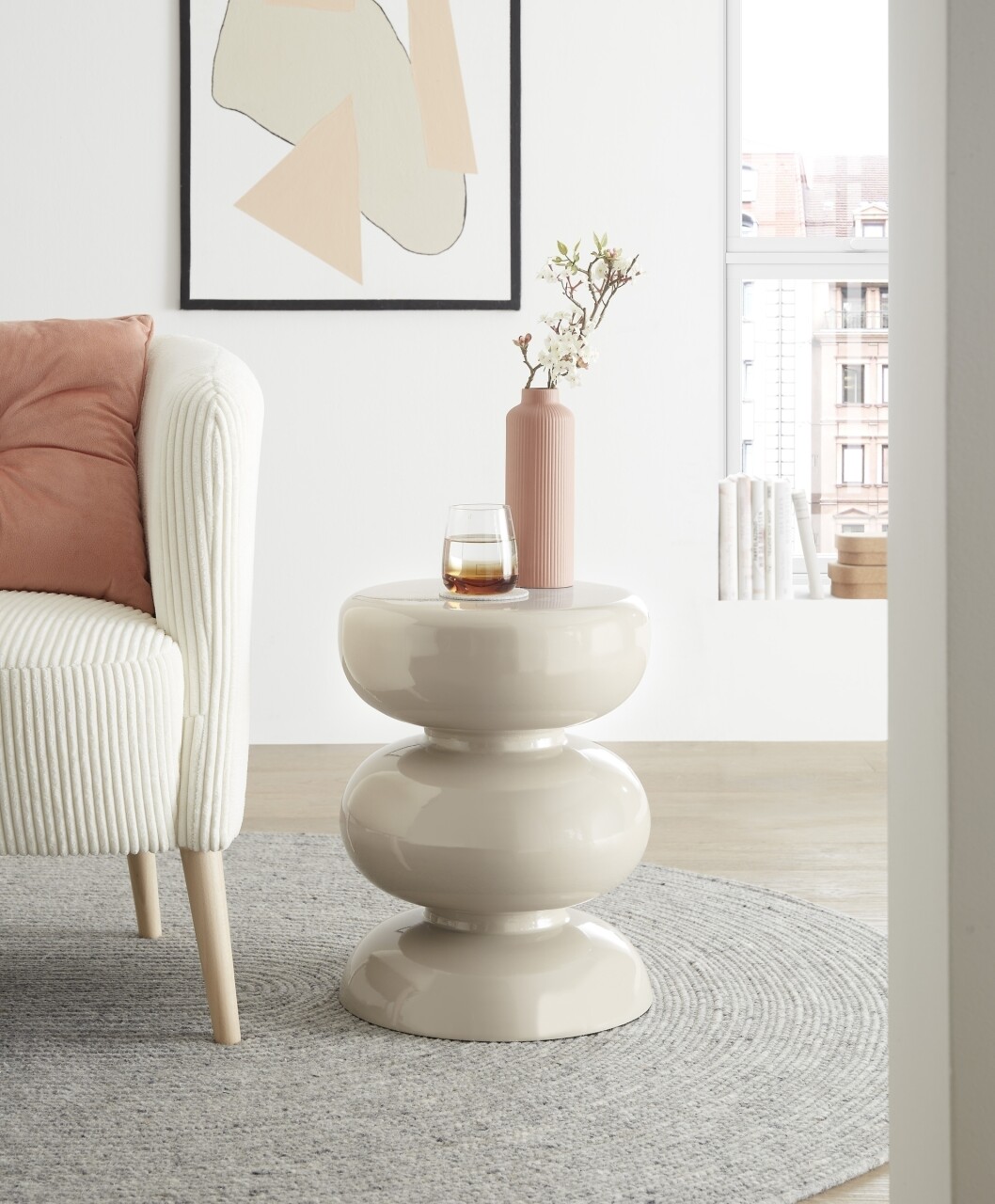 Beistelltisch >1151< in Creme, Eisen - 46x36cm (HxD), 126,95