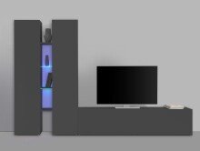 Wohnwand >Benevent< (4-teilig) in Anthrazit matt - 280x180x30 (BxHxT)