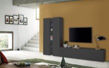 Wohnwand >Benevent< (4-teilig) in Anthrazit matt - 280x180x30 (BxHxT)
