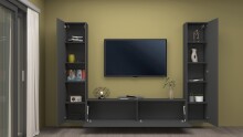 Wohnwand >Benevent< (3-teilig) in Anthrazit matt - 260x180x30 (BxHxT)