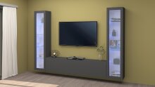 Wohnwand >Benevent< (3-teilig) in Anthrazit matt - 260x180x30 (BxHxT)