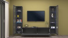 Wohnwand >Benevent< (3-teilig) in Anthrazit matt - 260x180x30 (BxHxT)