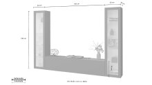 Wohnwand >Benevent< (3-teilig) in Anthrazit matt - 260x180x30 (BxHxT)