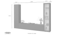 Wohnwand >Benevent< (3-teilig) in Anthrazit matt - 260x180x30 (BxHxT)