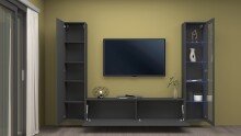 Wohnwand >Benevent< (3-teilig) in Anthrazit matt - 260x180x30 (BxHxT)