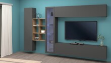 Wohnwand >Benevent< (5-teilig) in Anthrazit matt - 320x180x30 (BxHxT)
