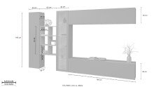 Wohnwand >Benevent< (5-teilig) in Anthrazit matt - 320x180x30 (BxHxT)