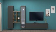 Wohnwand >Benevent< (4-teilig) in Anthrazit matt - 320x180x30 (BxHxT)