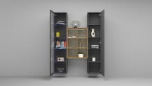 Wohnwand >Benevent< (3-teilig) in Anthrazit matt - 140x180x30 (BxHxT)