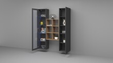 Wohnwand >Benevent< (3-teilig) in Anthrazit matt - 140x180x30 (BxHxT)