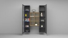 Wohnwand >Benevent< (3-teilig) in Anthrazit matt - 140x180x30 (BxHxT)