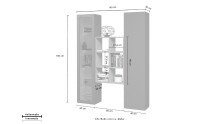 Wohnwand >Benevent< (3-teilig) in Anthrazit matt - 140x180x30 (BxHxT)