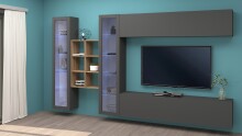 Wohnwand >Benevent< (5-teilig) in Anthrazit matt - 320x180x30cm (BxHxT)