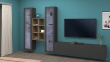 Wohnwand >Benevent< (4-teilig) in Anthrazit matt - 320x180x30 (BxHxT)