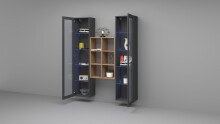 Wohnwand >Benevent< (3-teilig) in Anthrazit matt - 140x180x30 (BxHxT)