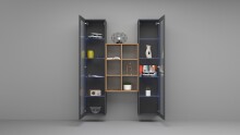 Wohnwand >Benevent< (3-teilig) in Anthrazit matt - 140x180x30 (BxHxT)
