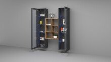 Wohnwand >Benevent< (3-teilig) in Anthrazit matt - 140x180x30 (BxHxT)