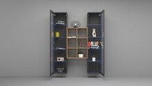 Wohnwand >Benevent< (3-teilig) in Anthrazit matt - 140x180x30 (BxHxT)