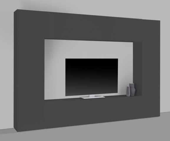 Wohnwand >Benevent< (4-teilig) in Anthrazit matt - 260x180x30 (BxHxT)