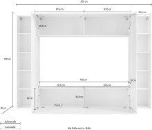 Wohnwand >Benevent< (4-teilig) in Anthrazit matt - 260x180x30 (BxHxT)