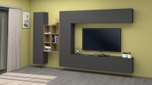 Wohnwand >Benevent< (5-teilig) in Anthrazit matt - 320x180x30 (BxHxT)