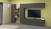 Wohnwand >Benevent< (5-teilig) in Anthrazit matt -...