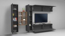 Wohnwand >Benevent< (5-teilig) in Anthrazit matt - 320x180x30 (BxHxT)