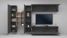 Wohnwand >Benevent< (5-teilig) in Anthrazit matt - 320x180x30 (BxHxT)