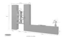 Wohnwand >Benevent< (4-teilig) in Anthrazit matt - 320x180x30 (BxHxT)