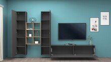 Wohnwand >Benevent< (4-teilig) in Anthrazit matt - 320x180x30 (BxHxT)