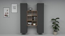 Wohnwand >Benevent< (3-teilig) in Anthrazit matt - 140x180x30 (BxHxT)