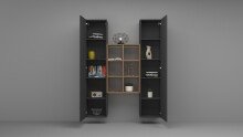 Wohnwand >Benevent< (3-teilig) in Anthrazit matt - 140x180x30 (BxHxT)