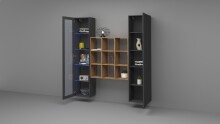 Wohnwand >Benevent< (3-teilig) in Anthrazit matt - 170x180x30 (BxHxT)