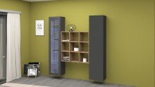 Wohnwand >Benevent< (3-teilig) in Anthrazit matt - 170x180x30 (BxHxT)
