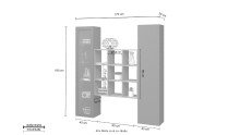 Wohnwand >Benevent< (3-teilig) in Anthrazit matt - 170x180x30 (BxHxT)