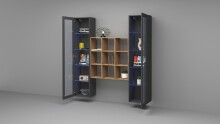 Wohnwand >Benevent< (3-teilig) in Anthrazit matt - 170x180x30 (BxHxT)