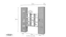 Wohnwand >Benevent< (3-teilig) in Anthrazit matt - 170x180x30 (BxHxT)
