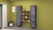 Wohnwand >Benevent< (3-teilig) in Anthrazit matt - 170x180x30 (BxHxT)