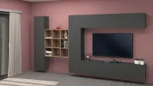 Wohnwand >Benevent< (5-teilig) in Anthrazit matt -...