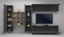 Wohnwand >Benevent< (5-teilig) in Anthrazit matt - 350x180x30 (BxHxT)